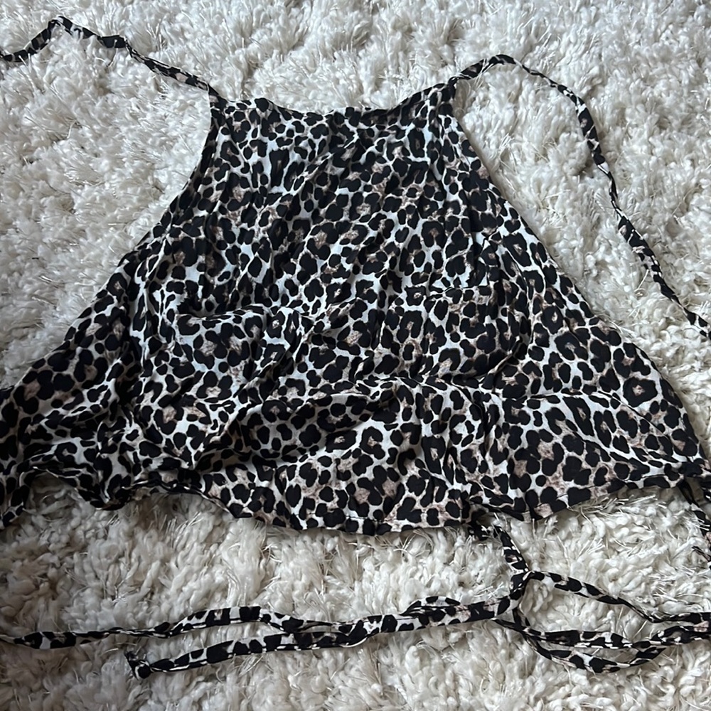 cheetah print y2k halter strappy tank top